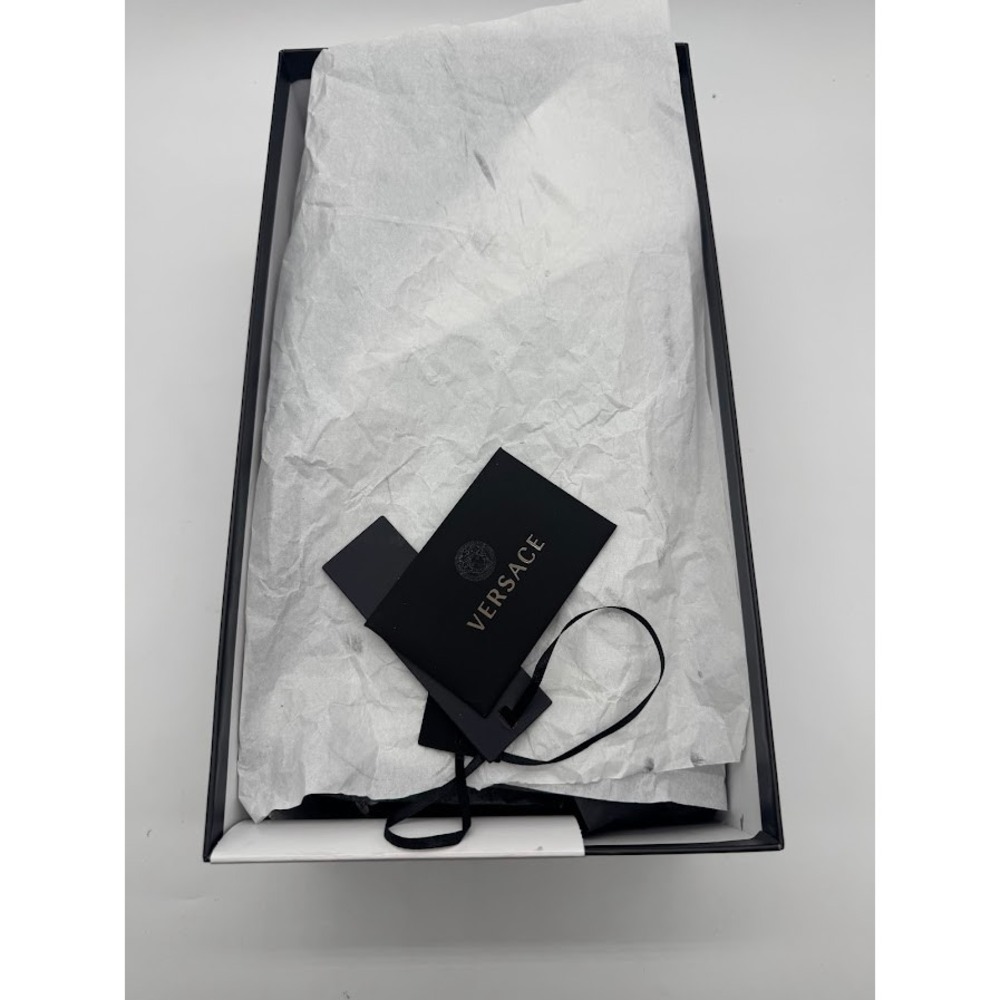 Versace Medusa Embroidered Slippers Black White Loafers DSU6488 US7 IT39 NEW - Picture 12 of 12